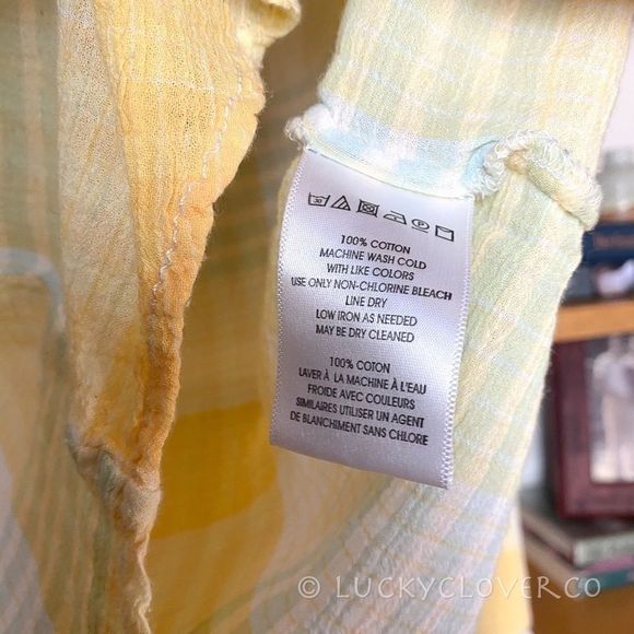 BDG Urban Outfitters Yellow Plaid Lightweight Button Up Shirt - Picture 4 of 6